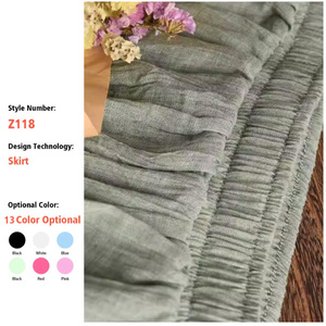 Wholesale Women's <strong>Linen</strong> Cotton <strong>Maxi</strong> <strong>Skirts</strong> Elastic Waist Pleated Beach Summer Casual <strong>Skirts</strong> Ruffles Breathable Natural Waistline - Product Image 4