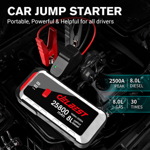 Démarreur <span class=keywords><strong>de</strong></span> Voiture Portable 25800mAh, 1500A <span class=keywords><strong>de</strong></span> Crête, 2500A <span class=keywords><strong>de</strong></span> Démarrage, pour Moteurs Essence 8.0L et <span class=keywords><strong>Diesel</strong></span> 8.0L, 10 Protections, Pinces Intelligentes - Product Image 5