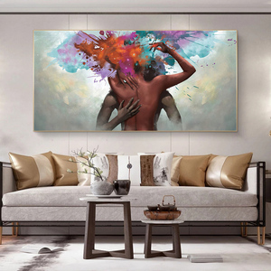 Pintura al Óleo Moderna Abstracta de Amantes Besándose y Abrazándose sobre Lienzo, Pósteres de Arte de Pared, Impresiones, Cuadros Decorativos para Sala de Estar, Hogar - Product Image 4