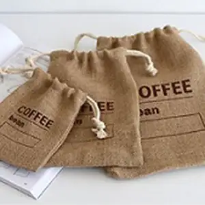 Durable In Use Reusable Drawstring Cereals Jute Woven Bundles Coffee Bean Bags Natural Burlap Gift Bags