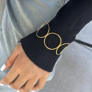 Brazalete Abierto de Acero Inoxidable de Moda, Chapado en Oro de 14K, para Unisex - Product Image 6