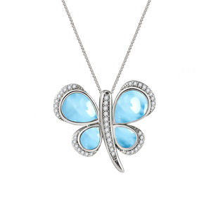 ร้านค้าโรงงานจัดส่งภายใน 7 วัน เครื่องประดับเงินแท้ 925 ประดับด้วยพลอยเพคโทไลต์สีน้ำเงิน บาตูอาคิก ลาริมาร์ เครื่องประดับเงินลาริมาร์ - Product Image 3