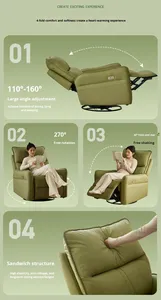 Canapé multifonctionnel en bois et cuir écologique, fauteuil inclinable électrique, chaise longue simple pour salon - Product Image 3