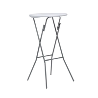 Mesa de Bar de cóctel plegable redonda de plástico blanco portátil al por mayor 60cm 80cm de altura superior para comedor al aire libre y eventos de fiesta