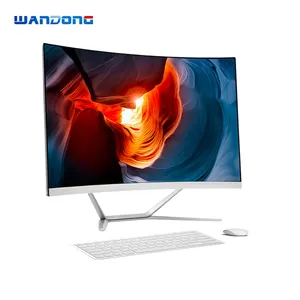 WanDong High end pc tudo em um computadores 24 polegadas integrado tipo All-in-one PC 27 polegadas computadores curvo em branco/preto