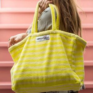 Custom 100% Cotton 20 Inch Square Rectangle Beach Tote Bag Portable Weekend Travel <b>Towel</b> <b>Blue</b> Terry Stripe Embroidery Travel - Product Image 6