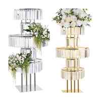 Nouvel Arrivage : Grand Candelabre de Luxe en Métal, Cristal et Acrylique, Support Floral Doré, Décoration Professionnelle pour Événements et Fêtes, Décoration de Table et de Fond de Scène