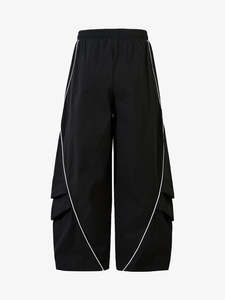 Men's Black Harem <b>Pants</b> With White Side Stripes Elastic Waist Drawstring Casual Lightweight <b>Summer</b> Wear - Product Image 2