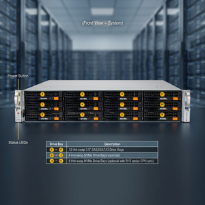 SSG-522B-ACR12L เซิร์ฟเวอร์แบบแร็ค 2U ซ็อกเก็ตเดี่ยว DDR5 ECC NVMe รองรับการถอดเปลี่ยนฮาร์ดดิสก์แบบร้อน (Hot Swap) สำหรับการจัดเก็บข้อมูลความหนาแน่นสูง ฐานข้อมูล คลาวด์ แบบกำหนดเองได้ - Product Image 1
