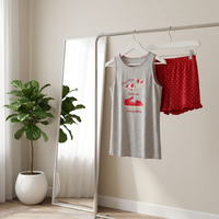 Pyjama court pour femmes en jersey de coton et de bambou respirant brodé, taille plus, été