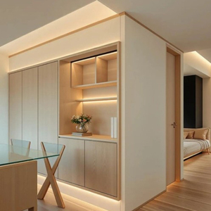 Estantería de pared minimalista moderna y lujosa personalizada con cajones de madera para bibliotecas de apartamentos - Product Image 3