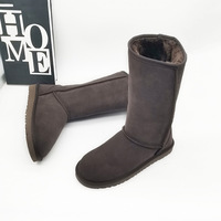 Bottes Hautes de Luxe de Créateur 2024 en Gros, Mode Hiver d'Extérieur en Cuir de Vachette et Laine pour Femme