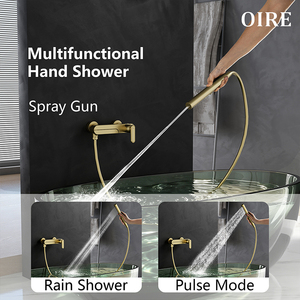 Oire Nuovo Arrivo Miscelatore per Vasca da Bagno Moderno di Lusso in Ottone Massiccio Lucidato Oro con Getto a Pioggia Morbido, Montaggio a Parete, per Appartamenti e Hotel - Product Image 2