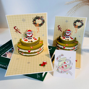 Tarjeta de Felicitación 3D con Luz Musical y Diseño de Pastel de Cumpleaños, Material de Papel, para Navidad y Cumpleaños - Product Image 4