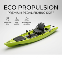 Kayak certifié de 13 pieds (4 m) avec propulsion à pédales, double hélice, skiff océanique pour trois personnes, canoë de pêche motorisé avec GPS, bateau de pêche à la traîne