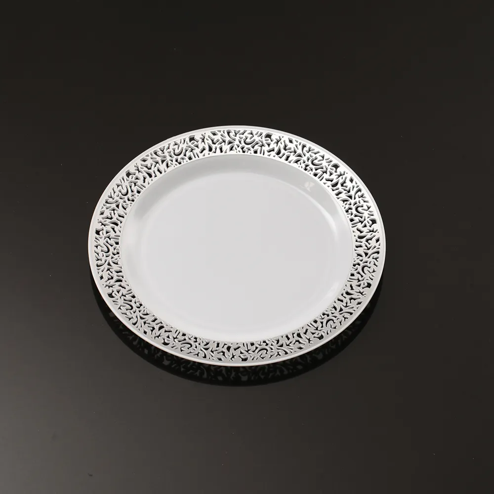 Bowl Porcelain Plates Round Salad Dessert Plastic Design Disposable Wedding Party Travel Hollow Lace Hot Sale Heavyweight White