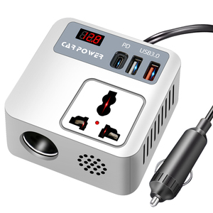 Onduleur de voiture super <span class=keywords><strong>rapide</strong></span> QC3.0 150W avec USB-C PD <span class=keywords><strong>et</strong></span> prise cc, <span class=keywords><strong>convertisseur</strong></span> 12/24V à 110-220V - Product Image 2