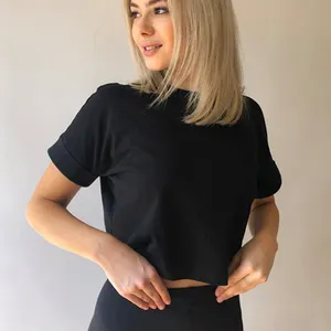 Camiseta feminina cropped lisa, camiseta cropped preta com manga comprida