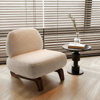 Fauteuil d'appoint inclinable moderne, mignon et durable, respectueux de l'environnement, avec pieds en bois massif, coussin en similicuir doux, pour sols durs, mobilier de maison