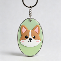 Porte-clés pingouin en peluche personnalisé, mignon, doux, avec cadre ovale vert, cadeau unisexe pour enfants et adultes