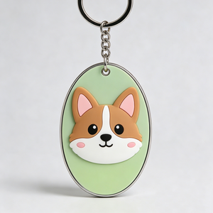 Porte-clés pingouin en peluche personnalisé, mignon, doux, avec cadre ovale vert, cadeau unisexe pour enfants et adultes - Product Image 4