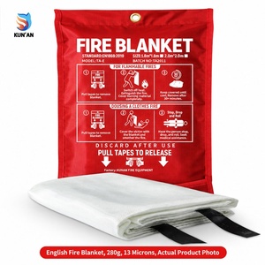 Manta Ignífuga Kunan para Cocina, 100% Fibra de Vidrio, Libre de Asbesto, Acción Supresora, Lista para Usar, con <span class=keywords><strong>Bolsa</strong></span> Roja para Área de Cocina - Product Image 1