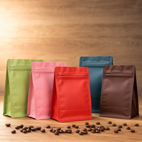 Sacs à café prêts à être expédiés en stock – Dernière collection en gros 125g 250g 500g – Emballage de grains de café à fond plat court avec valve
