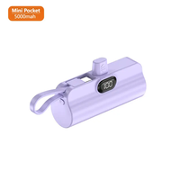Chargeur portable multi-couleurs à connexion directe, mini format, batterie externe compacte pour iPhone Samsung