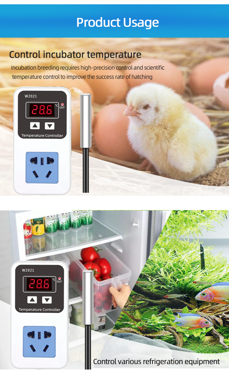 digital temperature controller 220V thermostat socket Special thermostat for incubator W2021(图6)