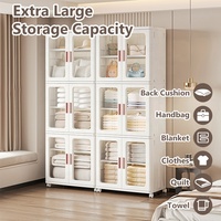DAYOOH Armoire portable multifonctionnelle en plastique, empilable, amovible, pliable, pour le rangement des vêtements, armoire pour la chambre à coucher