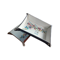 Plateau pliable Changement de bonbons Petit objet Stockage Cuir Pu Impression colorée Cuir Noir Valet Plateau