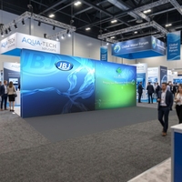 Mur d'affichage lumineux rétroéclairé personnalisé pour salons professionnels, cadre en aluminium et toile de fond en tissu