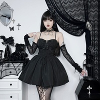 Ensemble 2 pièces pour femme, couleur unie, style décontracté - Mini-robe corset à manches bouffantes avec corsage à lacets, détails croisés et col rabattu, pour soirée