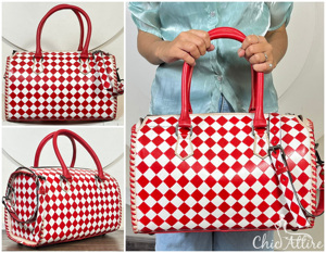 Fashion Checkered Speedy Large Women Hand Tooled Leather Crossbody Handbags Travel Tote Big Capacity Designer Everyday Use <b>Purse</b> - Product Image 1