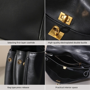 Borsa a Mano in Vera Pelle di Vacchetta <span class=keywords><strong>Nera</strong></span> di Alta Qualità per <span class=keywords><strong>Donna</strong></span>, Grande Formato, Vendita Calda, Borsa a <span class=keywords><strong>Tracolla</strong></span> di Lusso - Product Image 6