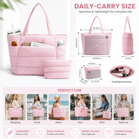 Sac fourre-tout matelassé en nylon avec logo personnalisé pour femme, sac à bandoulière léger et rembourré, idéal pour le travail, les voyages, la gym et le shopping