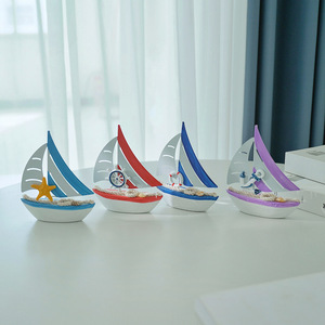 เรือดีบุกสไตล์เมดิเตอร์เรเนียน ของตกแต่งโต๊ะทำงาน รุ่นเรือเดินเรียบรื่น งานแฮนด์เมด ของตกแต่งบ้านสุดสร้างสรรค์ - Product Image 1