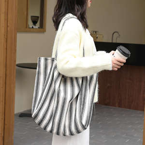 Bolsa <span class=keywords><strong>de</strong></span> Mano Grande <span class=keywords><strong>de</strong></span> Lona <span class=keywords><strong>de</strong></span> Algodón con Logotipo Personalizado, Hecha a Mano, Informal, Reutilizable para Compras - Product Image 5