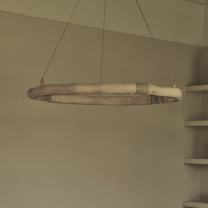 XINZHONG liontin bulat ruang tamu dalam ruangan modis dari kayu ek padat alami atau asap finishing kulit kuningan lampu khusus - Product Image 1