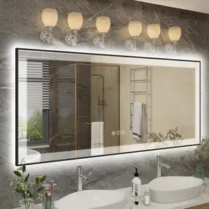 Washingroom Frameless Hotel Home Touch Screen Led Lighting Smart Mirror Anti-Fog Mirror With Led Light Vanity Mirror Bathroom