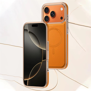 Funda de Cuero con Marco Metálico para <span class=keywords><strong>iPhone</strong></span> 17 16 15 14 <span class=keywords><strong>13</strong></span> 18 <span class=keywords><strong>Pro</strong></span> <span class=keywords><strong>Max</strong></span>, Carga Magnética Inalámbrica, Protección Antigolpes, <span class=keywords><strong>Precio</strong></span> Especial - Product Image 4