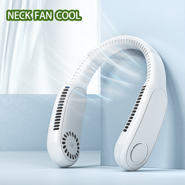Neck Fan Portable USB Hands-Free Electric Car Outdoor Strong Wind 1500mAh Air Volume 360 Cooling Quiet Non-Slip Material Long
