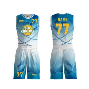 2023 חדש כדורסל אחיד כחול שחור צבע נוער כדורסל אחיד סטי הפיך הטוב ביותר לבן כדורסל ג 'רזי עיצוב