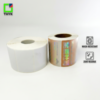 Etiqueta de Identificación de PVC Autoadhesiva para Vidrio, con Código de Barras, pH Neutro, Sin Residuos, para Líneas de Lavado Vertical con Cuchilla de Aire, 60x40mm, Marca THYK