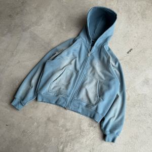 Sweat à capuche vintage pour homme en coton 100% de haute qualité, imprimé numérique personnalisé, lourd, long, délavé au soleil, tricoté, effet acide 3D - Product Image 5