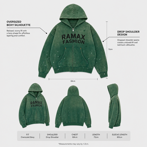 Sudadera con Capucha Extra Grande para Hombre RAMAX FASHION, 480GSM, Algodón, con Cierre, Logotipo Frontal y Bolsillo, Estilo Casual Urbano - Product Image 4