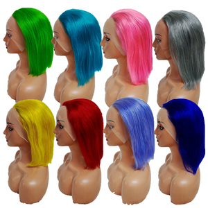 Promoción $15 Letsfly Pelucas Bob Rectas con Frente de Encaje 13x4, Color Personalizable, Cabello Humano Rosa, Venta Caliente, Baratas, al por Mayor - Product Image 1