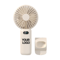 Ventilateur portable rechargeable USB 1200 mAh, 5 vitesses, affichage numérique, mini ventilateur de bureau pour l'été, les voyages, le bureau, cadeau, logo personnalisé