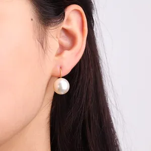 Chris April 316L Stainless Steel Gold Plated Glass Pearls Women Earrings