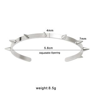 स्टेनलेस स्टील सोने की स्पाइक चेन क्यूफ खंजर कंगन y2k punk ग्रंज न्यूनतम रिवेट त्रिकोण गहने - Product Image 6